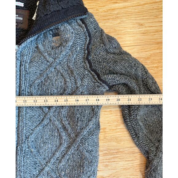Vintage Energie Miss Sixty Mens Small Wool Sweater Cable Knit Sherpa Lined Italy - Picture 9 of 11